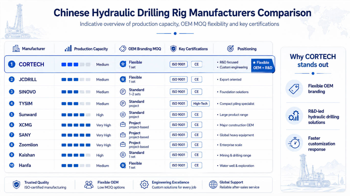 China Hydraulic Drilling Rig Manufacturers Comparison