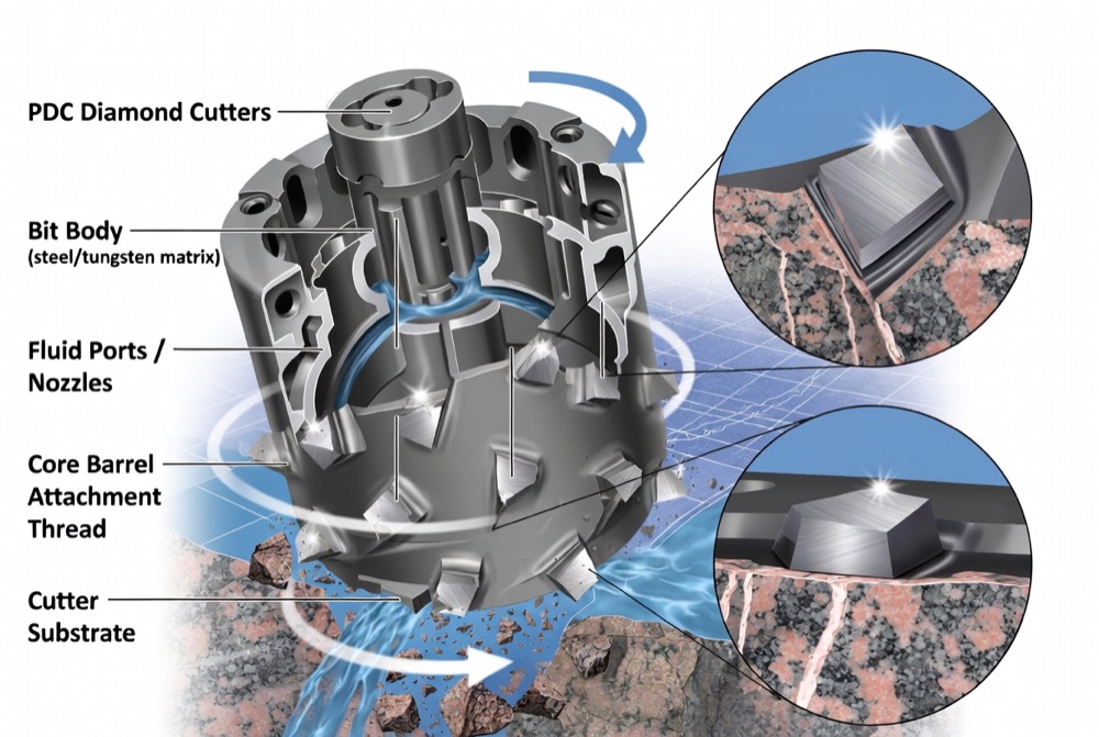 Diamond Drill Bit Cutting Mechanism Close Up
