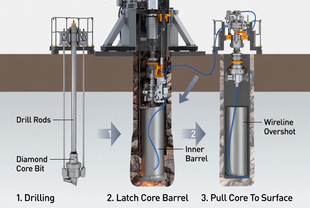 Wireline Core Drilling Process Diagram