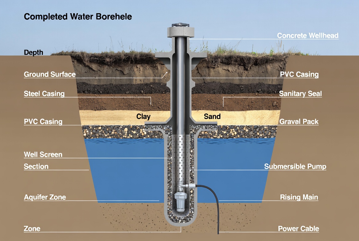 Borehole Structure Cutaway Diagram