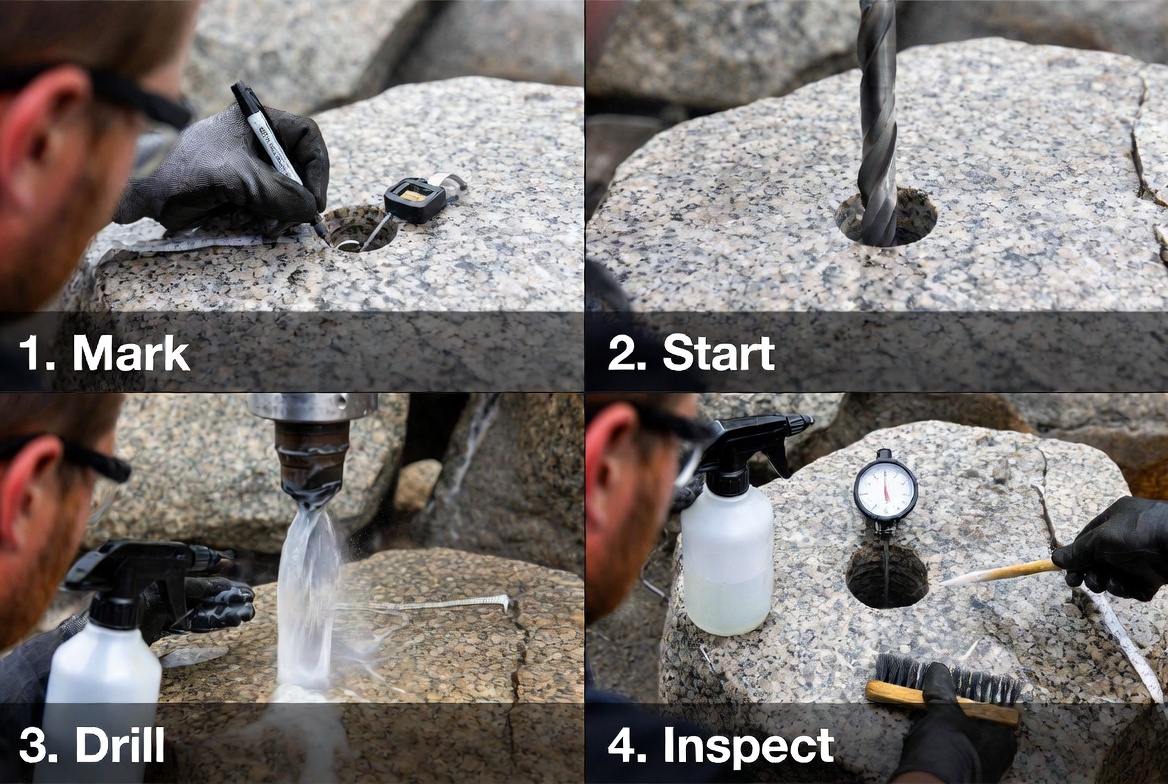 Step By Step Rock Hole Drilling
