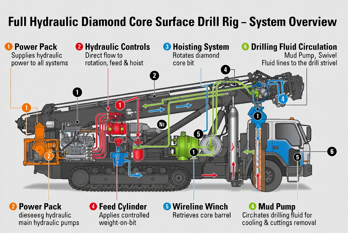 Hydraulic Core Drill System Layout